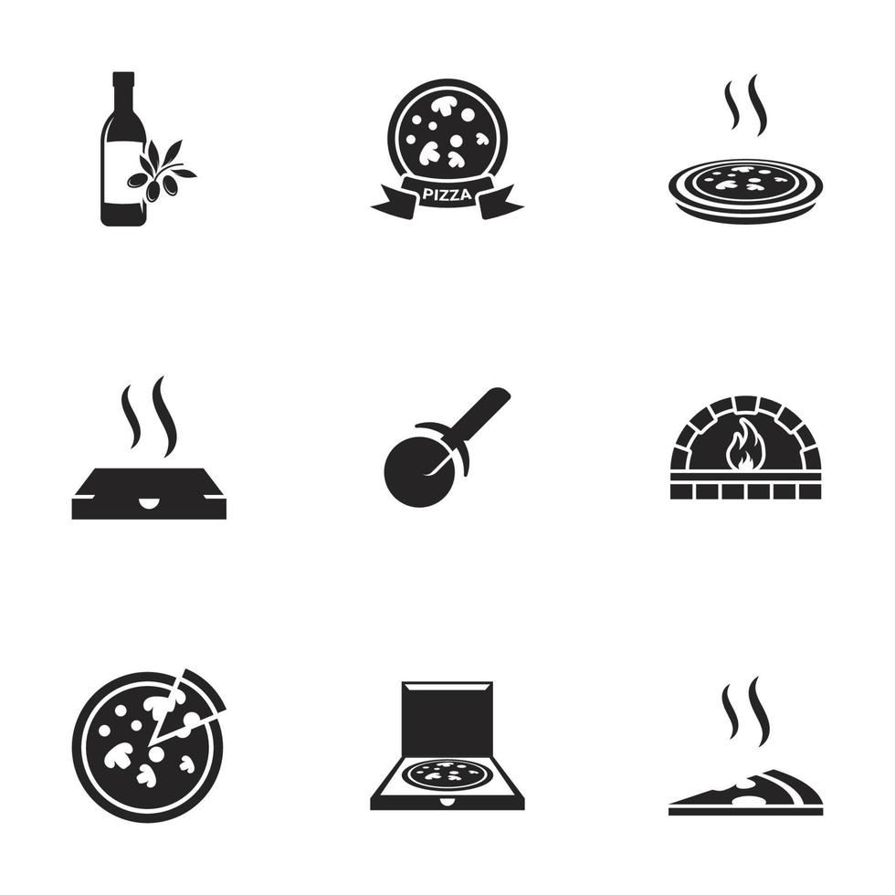 Icons for theme pizza , vector, icon, set. White background vector