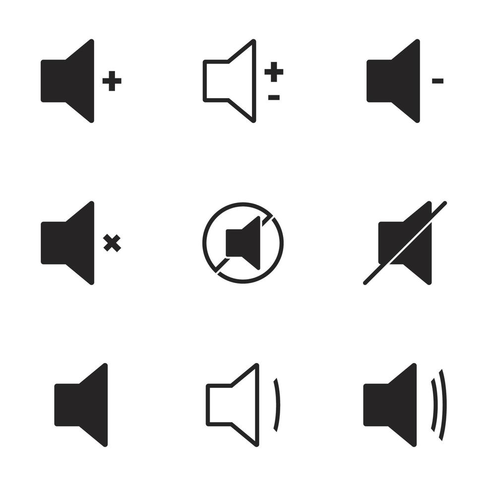 iconos de volumen del altavoz de audio. Fondo blanco vector