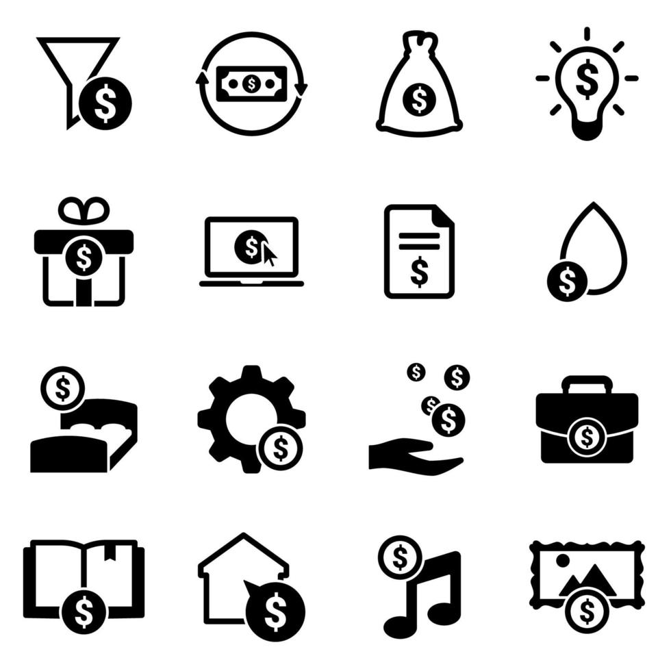 Set of simple icons on a theme Passive income, vector, design, collection, flat, sign, symbol,element, object, illustration, isolated. White background vector