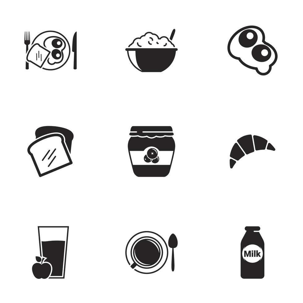 iconos para el desayuno temático. Fondo blanco vector