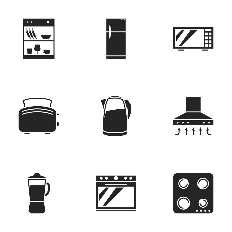 iconos de electrodomésticos de cocina vector