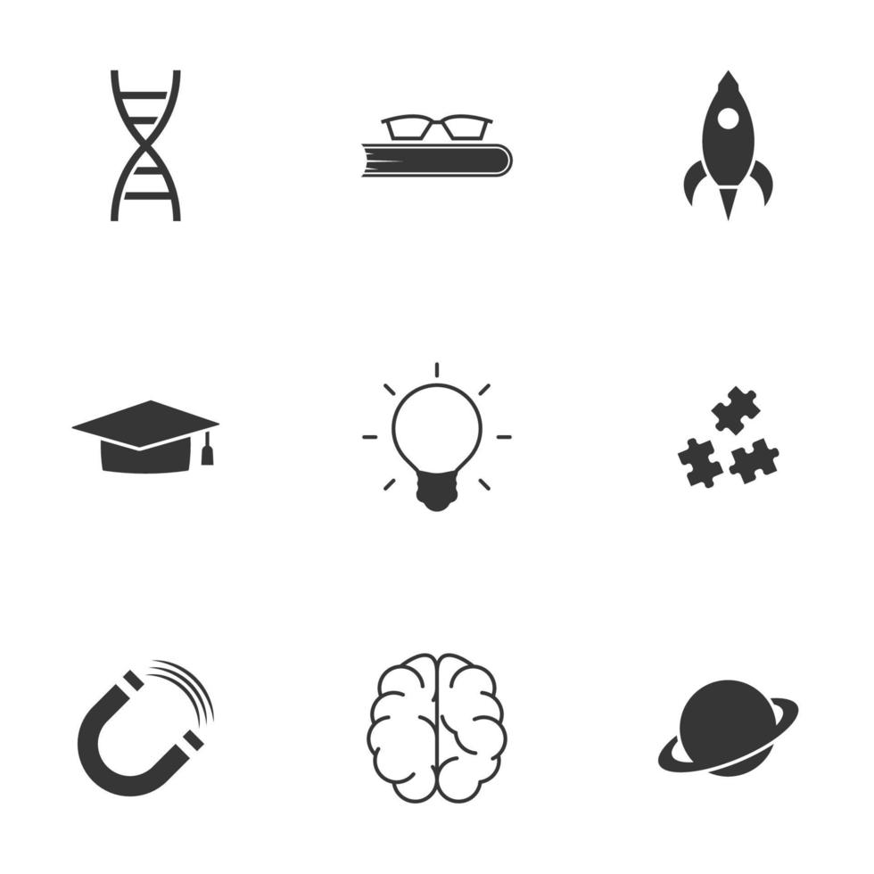 iconos para la ciencia y los estudios temáticos. Fondo blanco vector