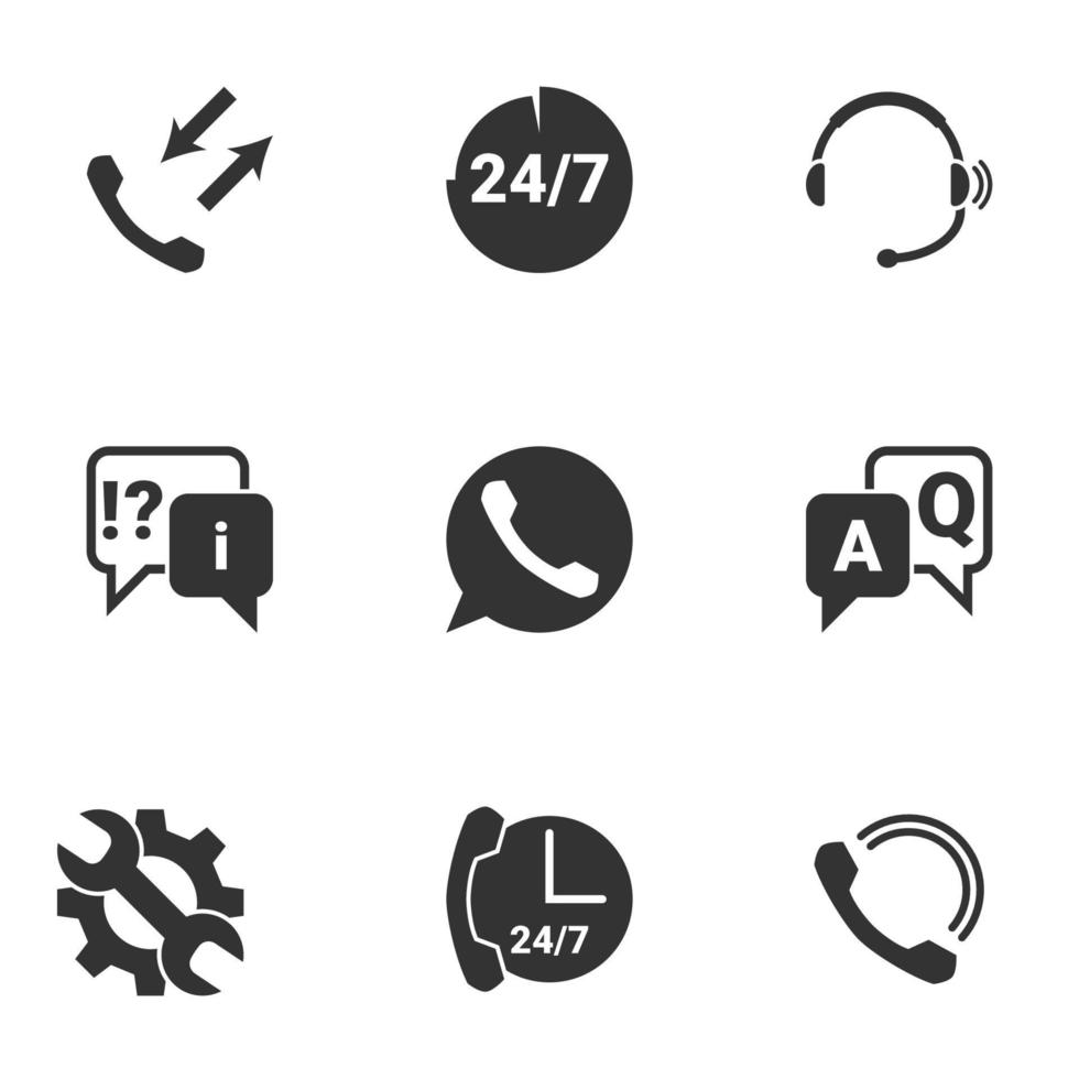 Icons for theme call center,support service. White background vector