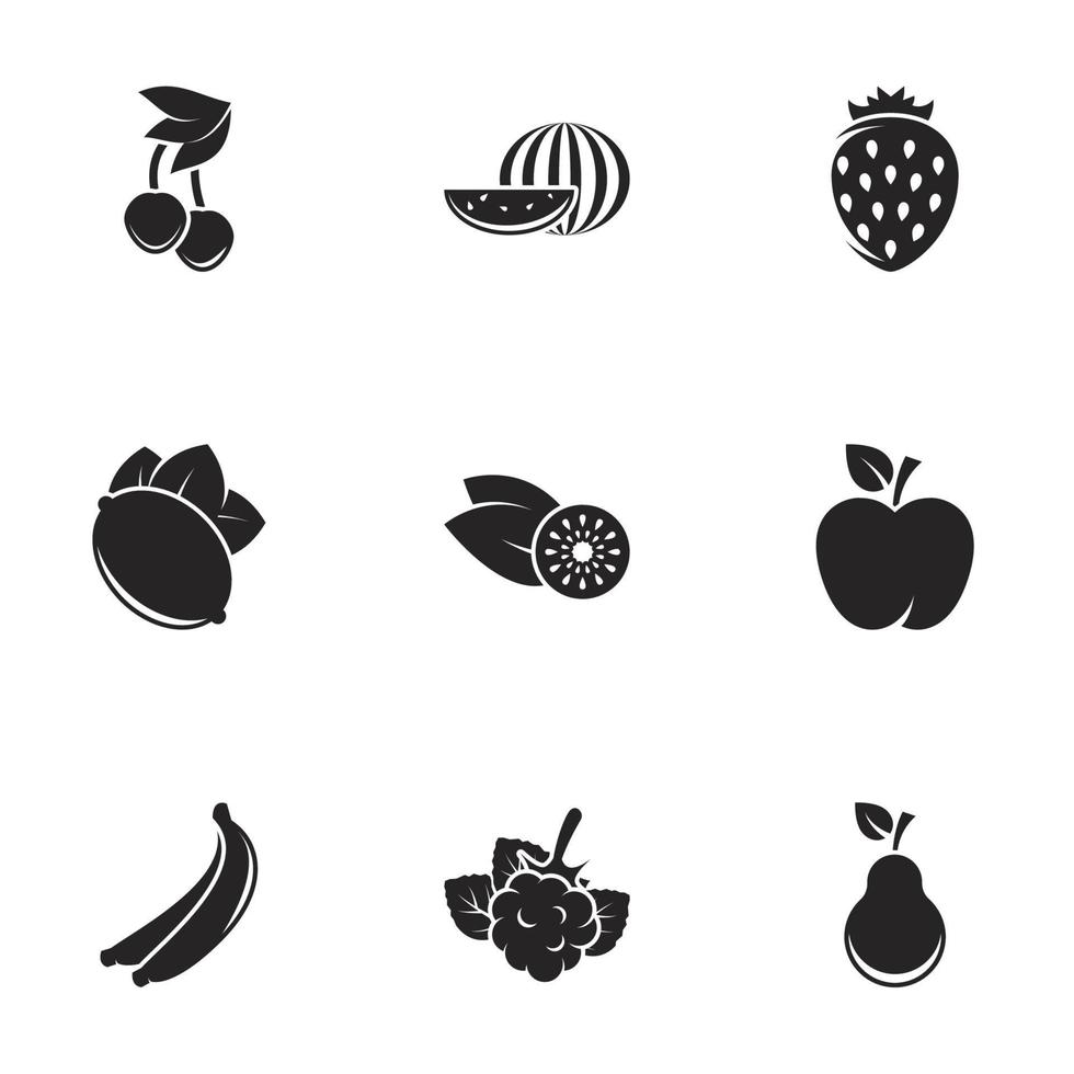 Icons for theme Fruits. White background vector