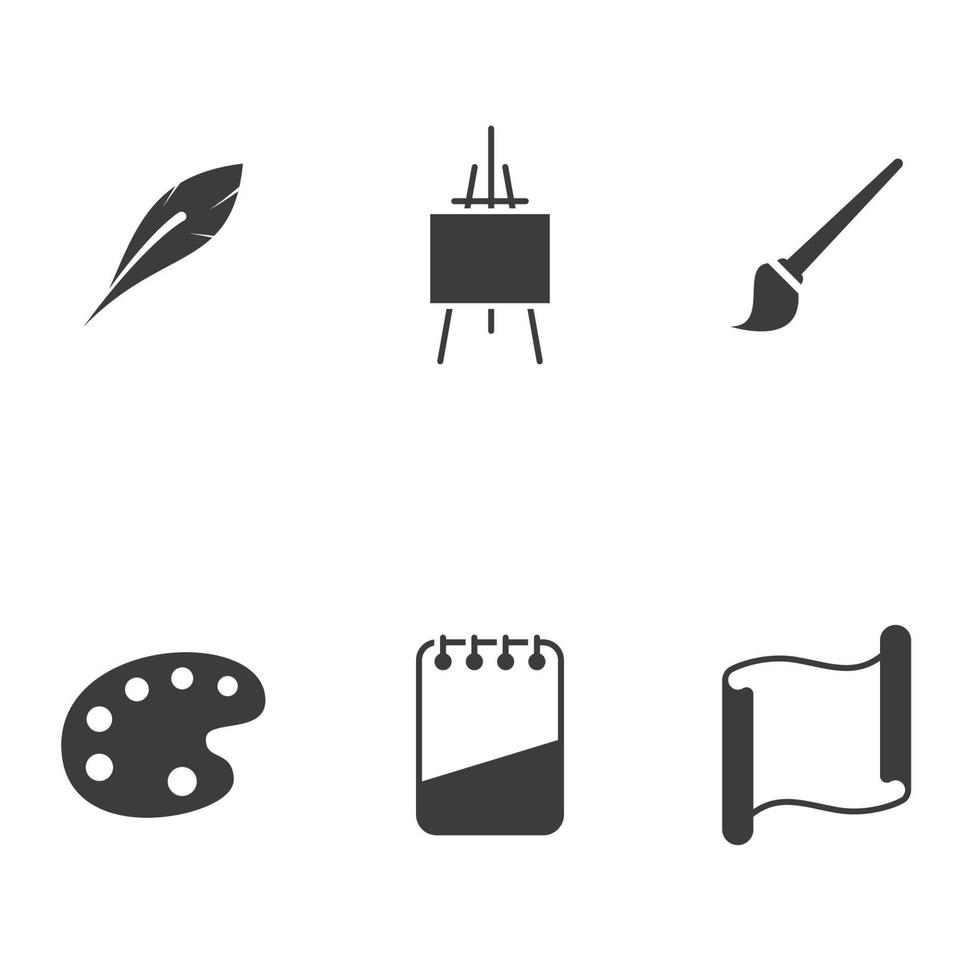 Set of black vector icons, isolated against white background. Flat illustration on a theme Art