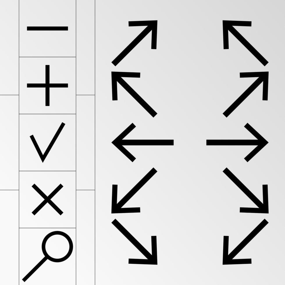 Vector illustration on the theme arrows, mathematical symbols