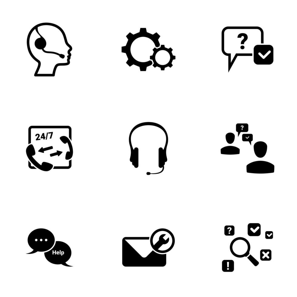 Set of simple icons on a theme call center, vector, design, collection, flat, sign, symbol,element, object, illustration, isolated. White background vector