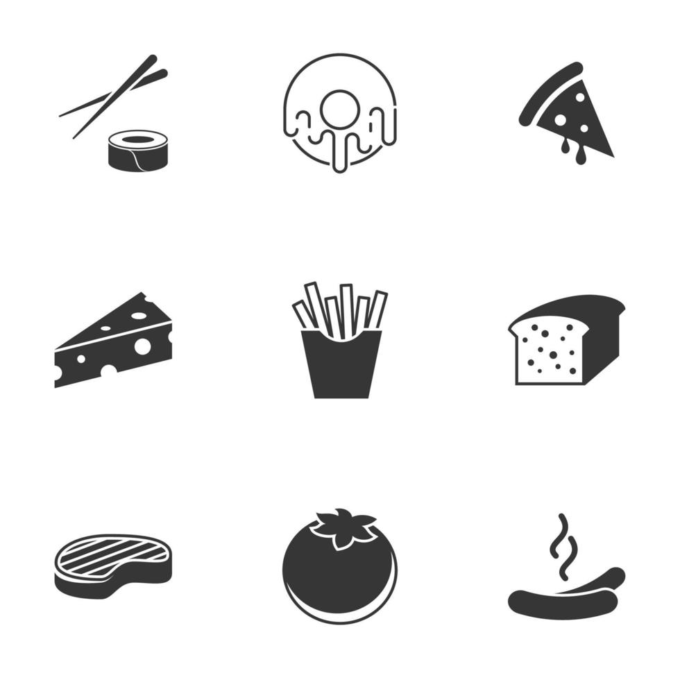 iconos para el tema, la comida. Fondo blanco vector