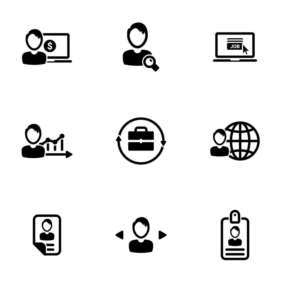 Set of simple icons on a theme Job, vector, design, collection, flat, sign, symbol,element, object, illustration, isolated. White background vector