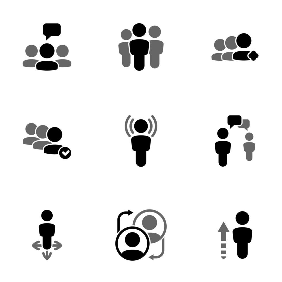 conjunto de iconos simples sobre una persona temática, social vector