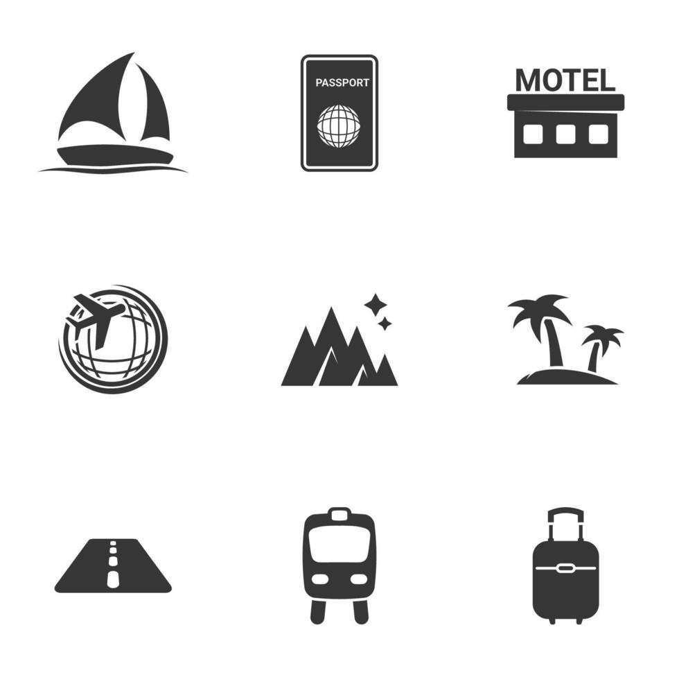 Icons for theme Travel and tourism. White background vector