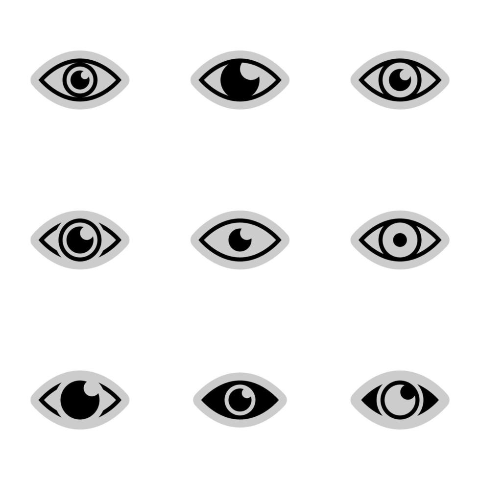 Icons for theme Eye, observation, vision, examination, vector, icon, set. White background vector