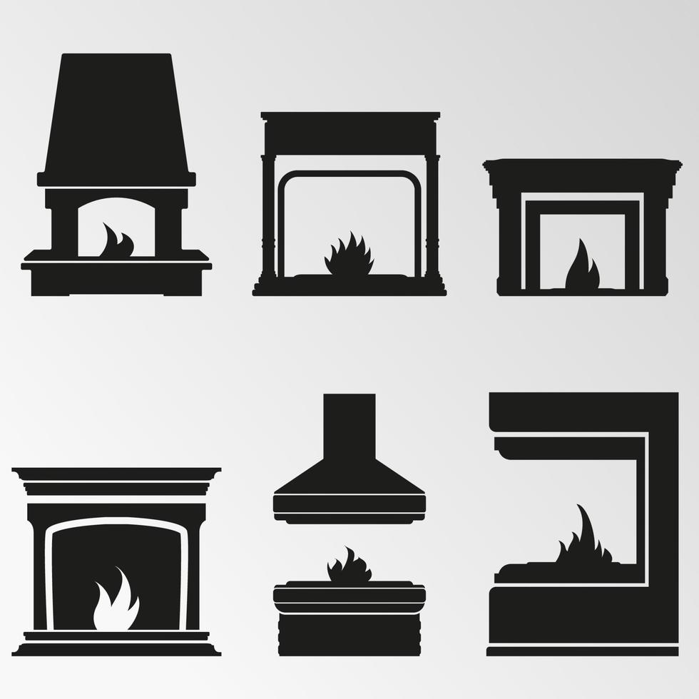 Vector illustration on the theme fireplaces