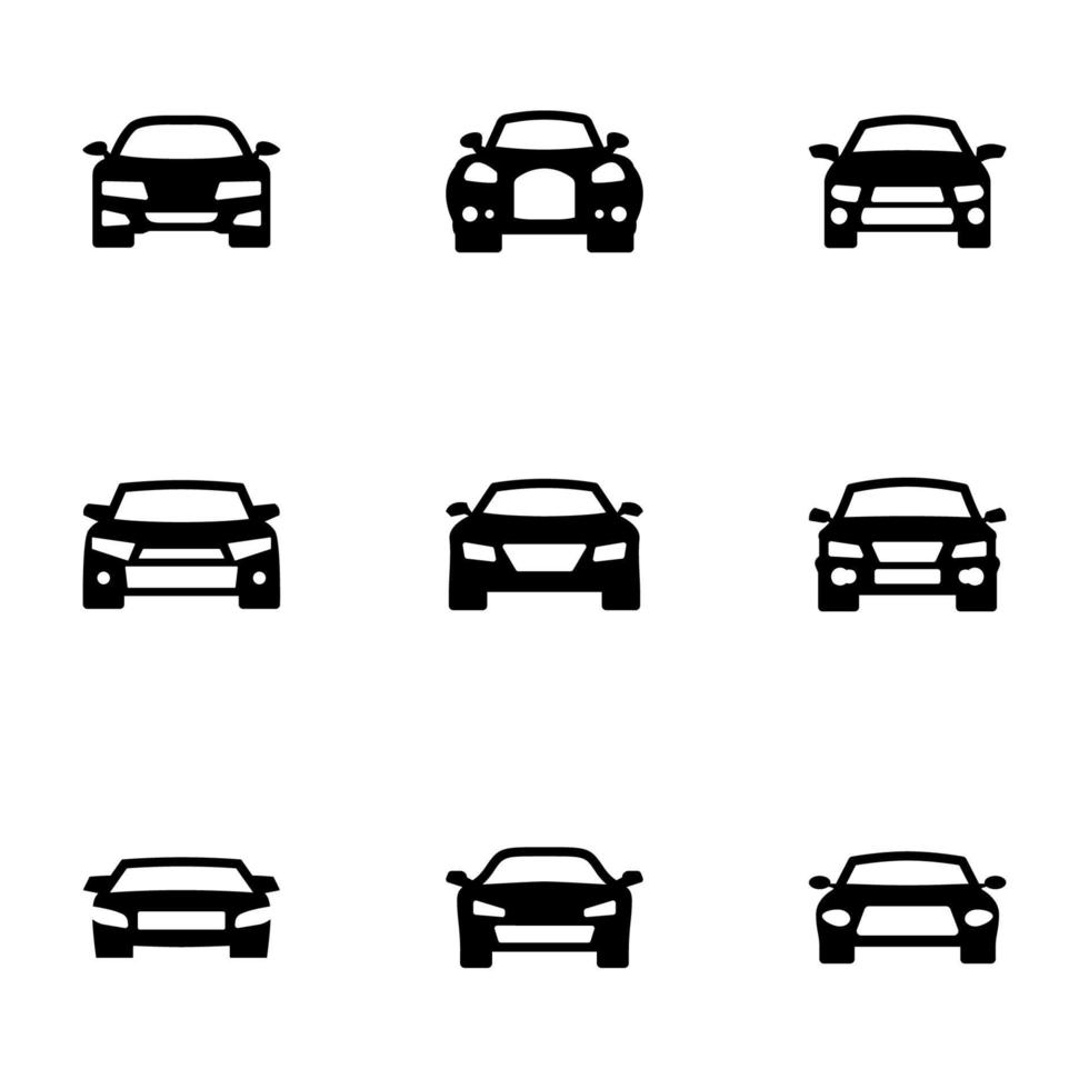 Set of black icons isolated on white background, on theme Car vector