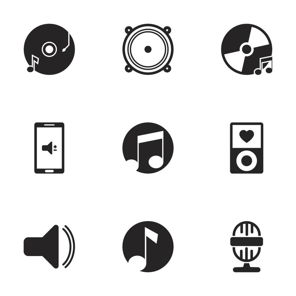 Icons for theme music. White background vector