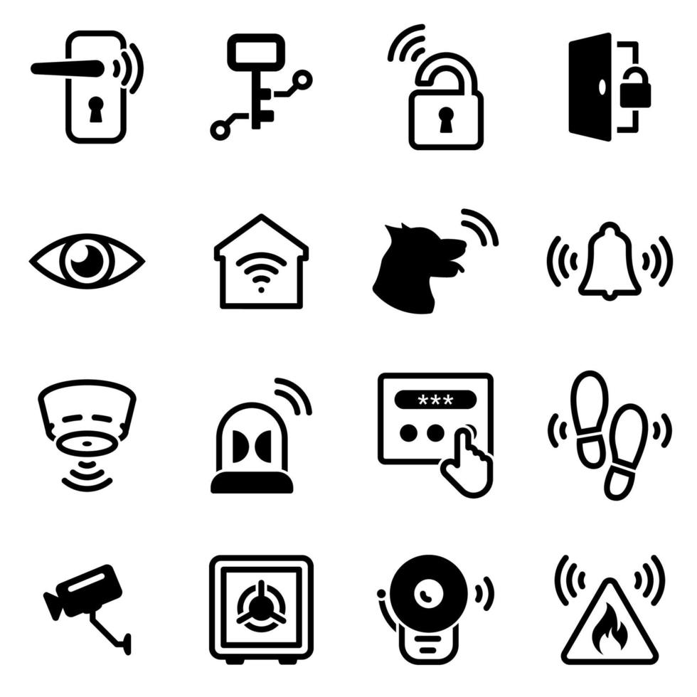 Set of simple icons on a theme Home Security , vector, design, collection, flat, sign, symbol,element, object, illustration, isolated. White background vector