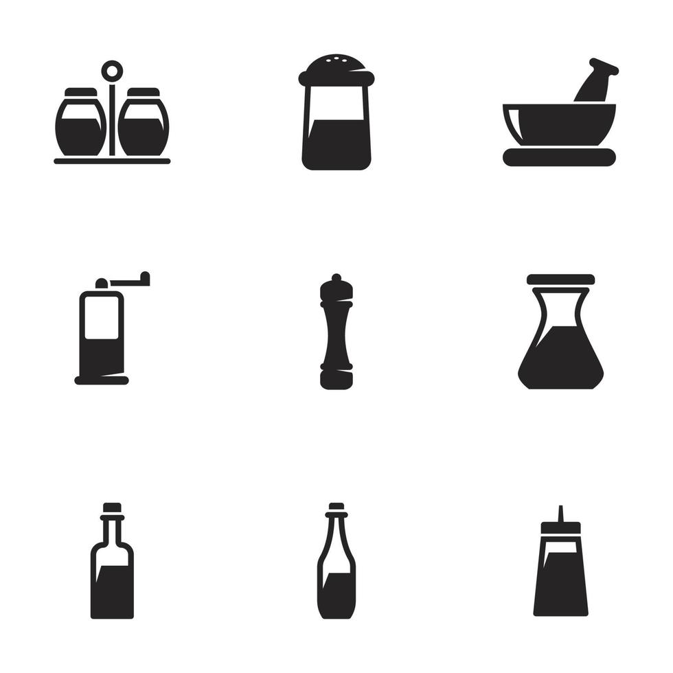 Vector illustration of icons on a theme of spices and sauce. White background