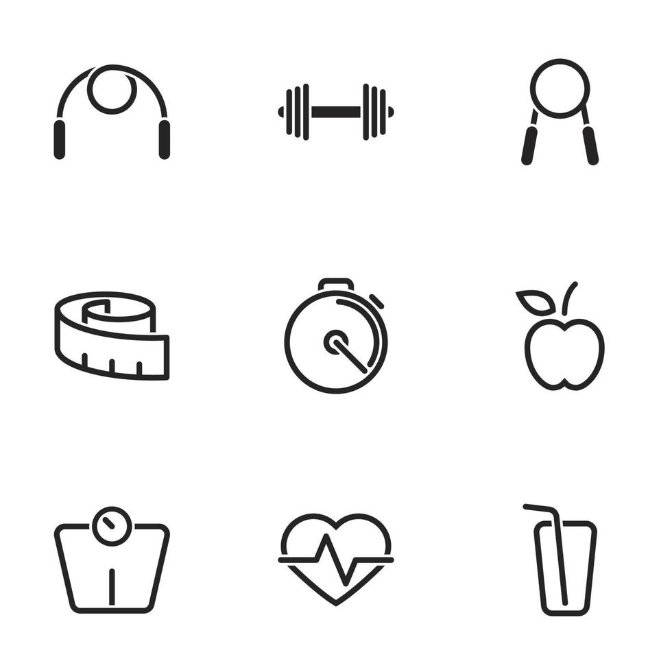 Icons for theme Health and Fitness, vector, icon, set. White background vector