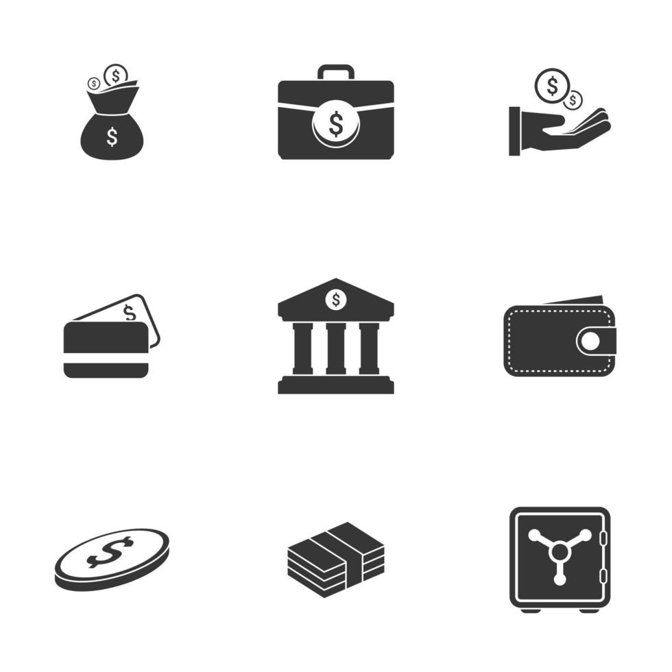 Simple icon set related to Money. White background vector