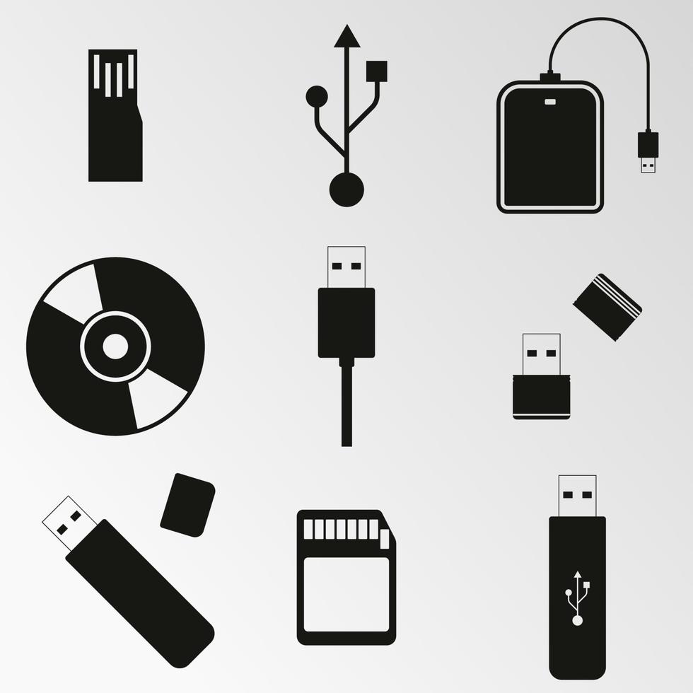 Vector illustration on the theme computer disk, usb