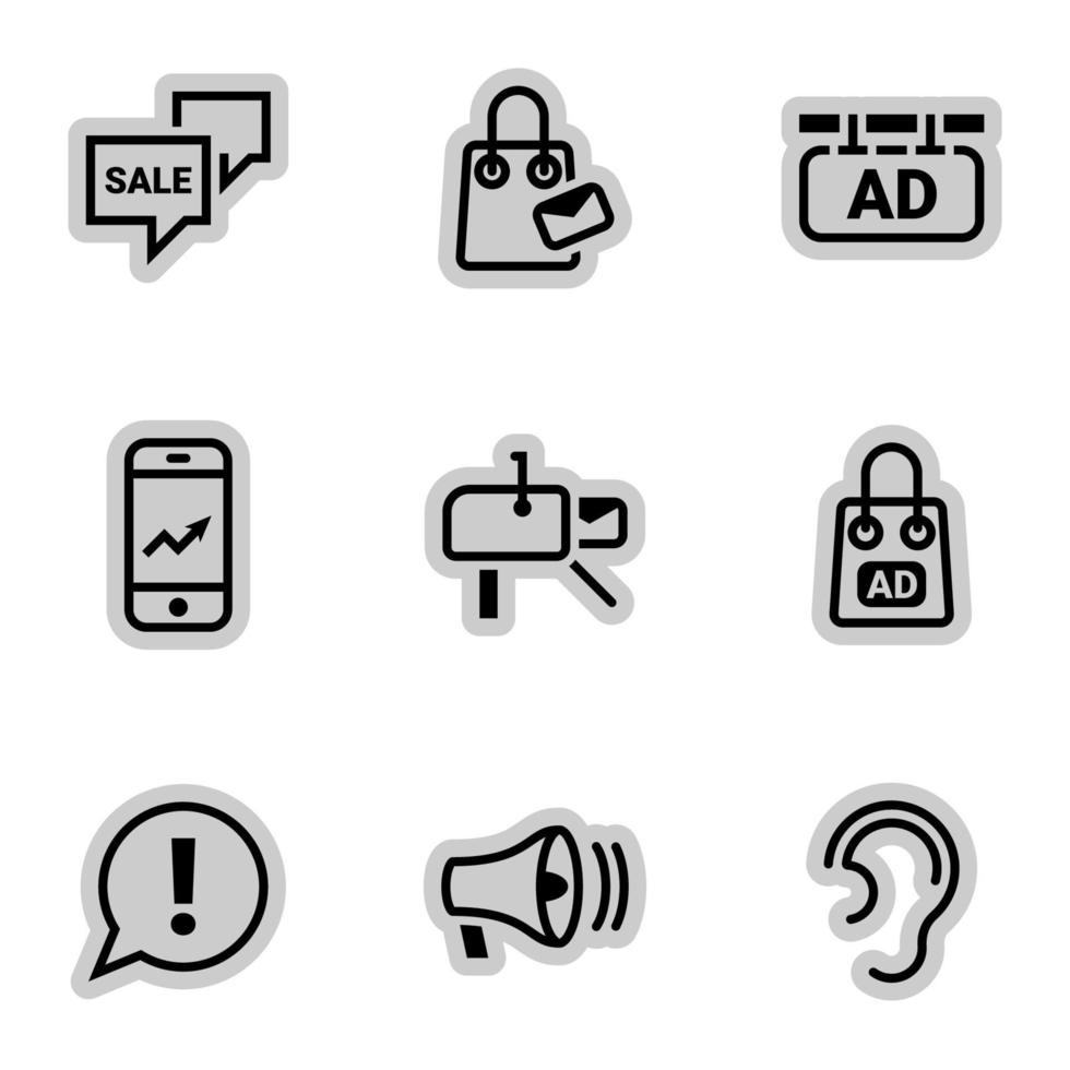 Icons for theme advertising, marketing, vector, icon, set. White background vector