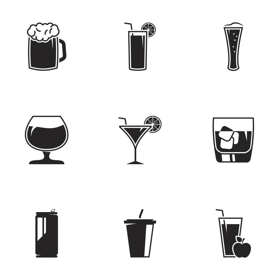 Icons for theme Drink alcohol beverage. White background vector