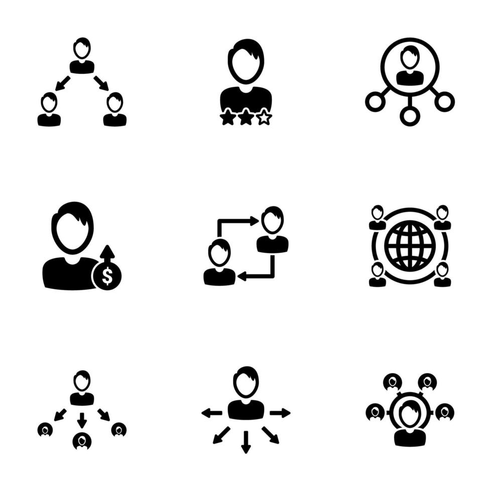 Set of simple icons on a theme Referral, vector, design, collection, flat, sign, symbol,element, object, illustration, isolated. White background vector