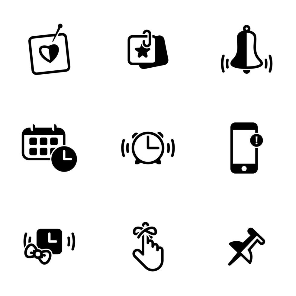 Set of simple icons on a theme Reminder, notice, attention, vector, set. White background vector