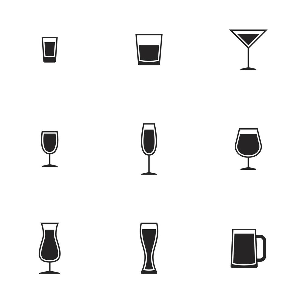 Icons for theme Drink alcohol beverage. White background vector