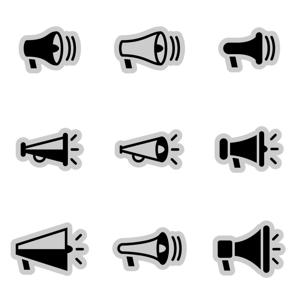 Icons for theme megaphone, vector, icon, set. White background vector