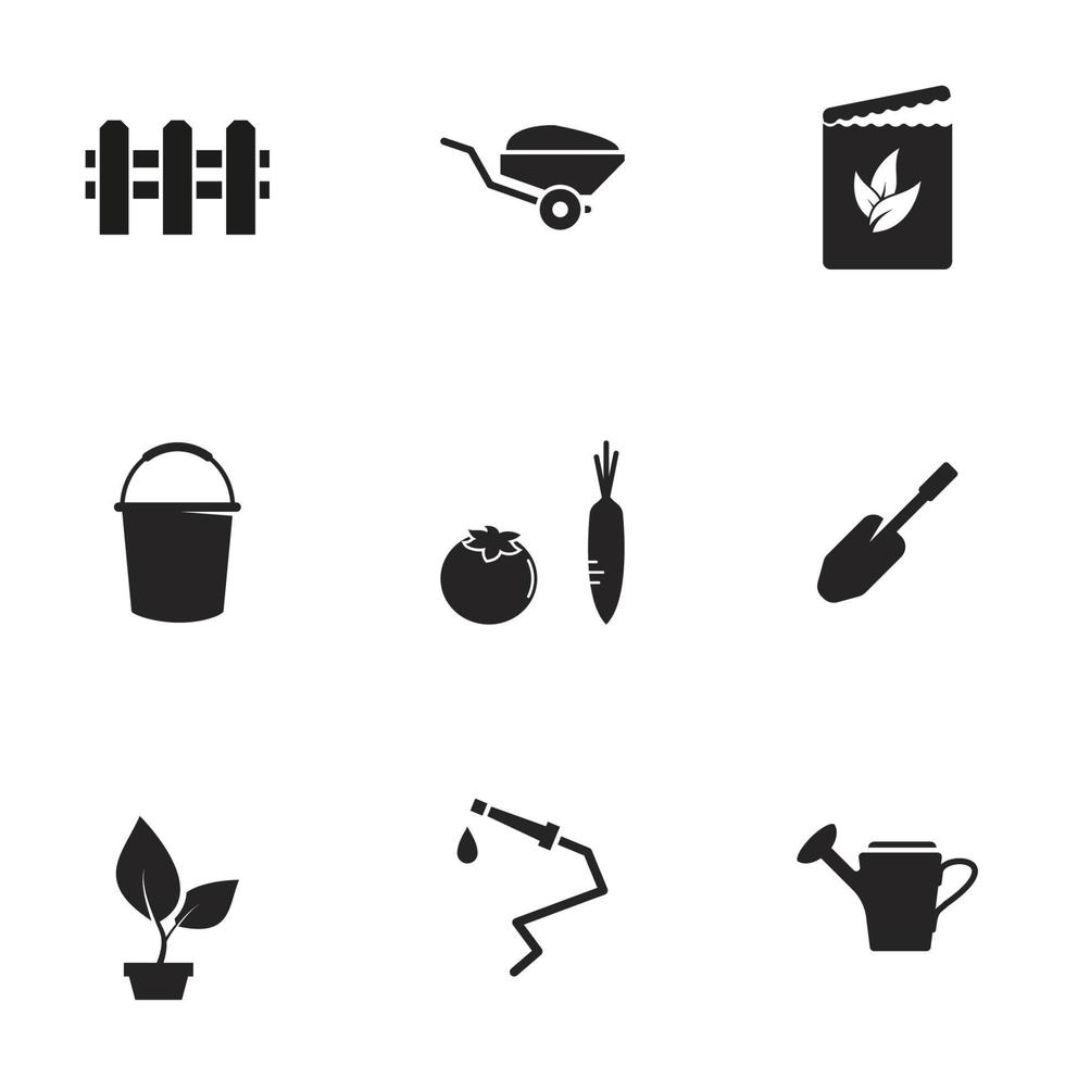 Icons for theme Gardening. White background vector