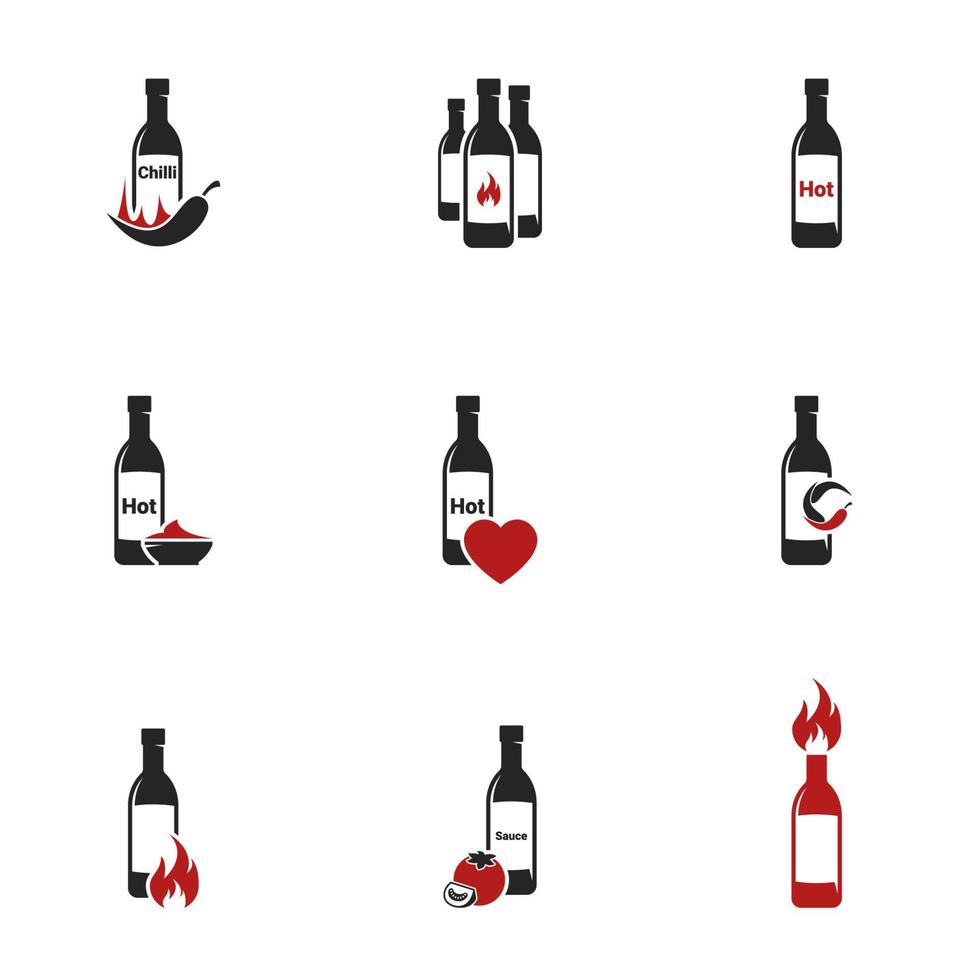 iconos para la salsa picante temática. Fondo blanco vector