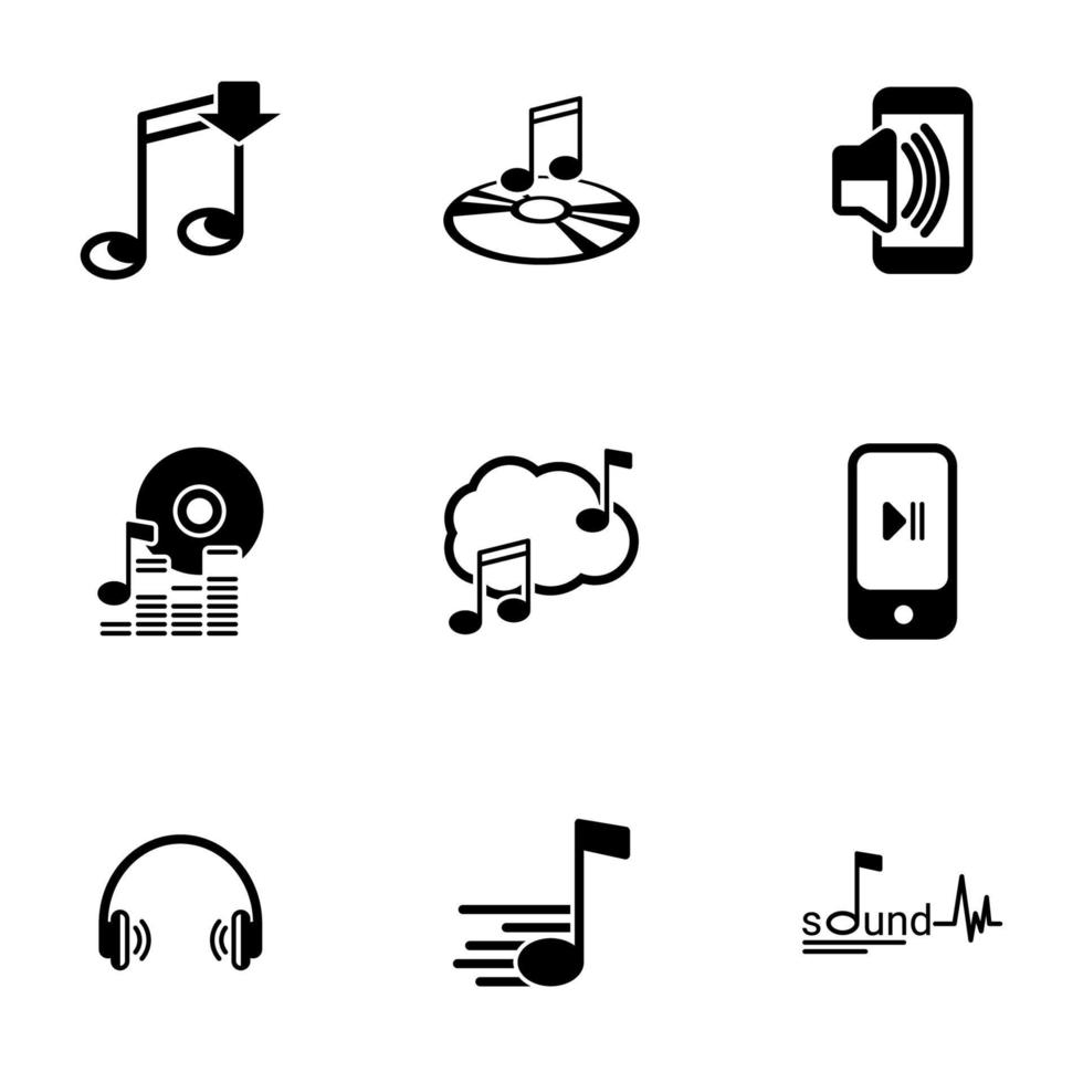 Set of simple icons on a theme Music, sound , vector, set. White background vector