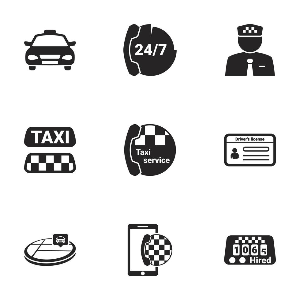 Icons for theme Taxi. White background vector