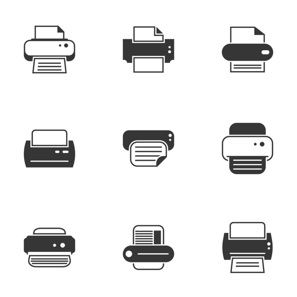 Icons for theme Printer. White background vector