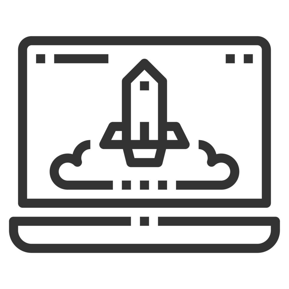 LAPTOP LEARNING LINE ICON vector