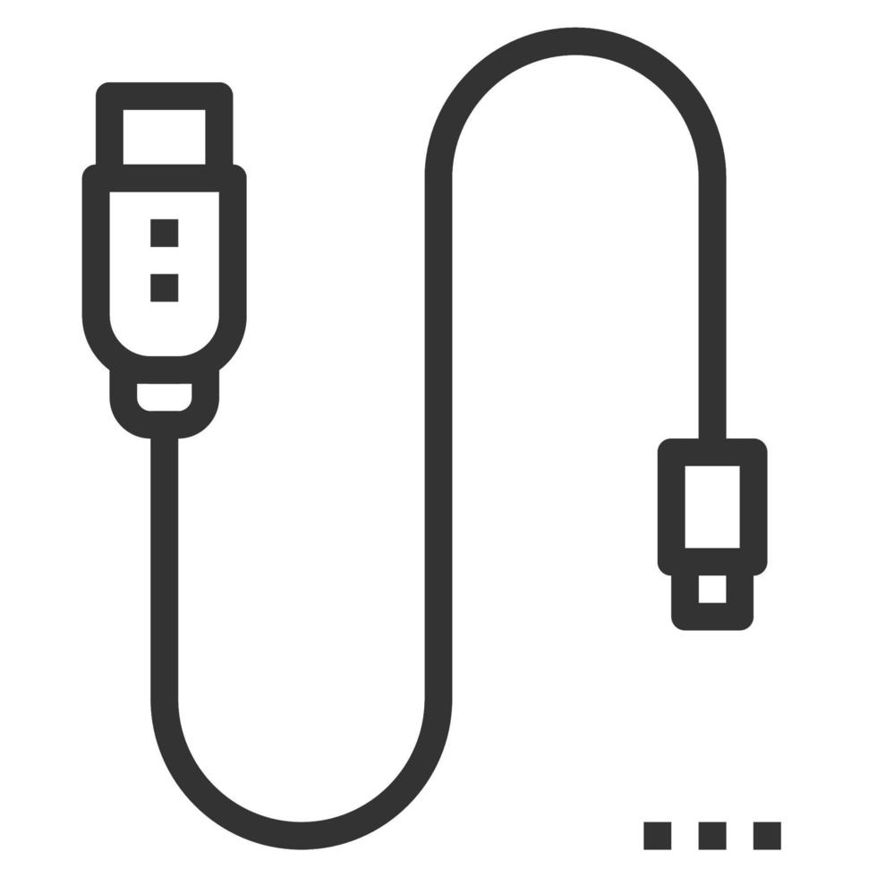 vector de icono de línea de cable de carga, logotipo