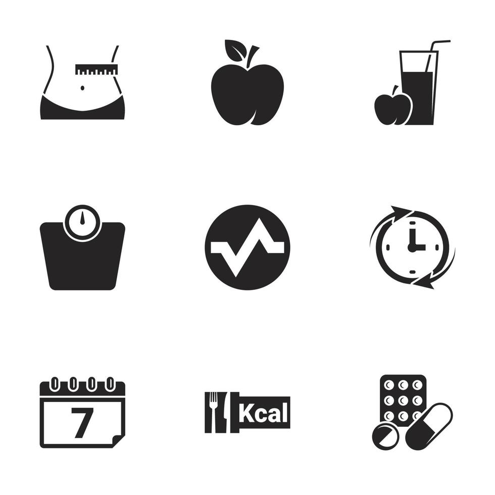 Icons for theme Diet. White background vector