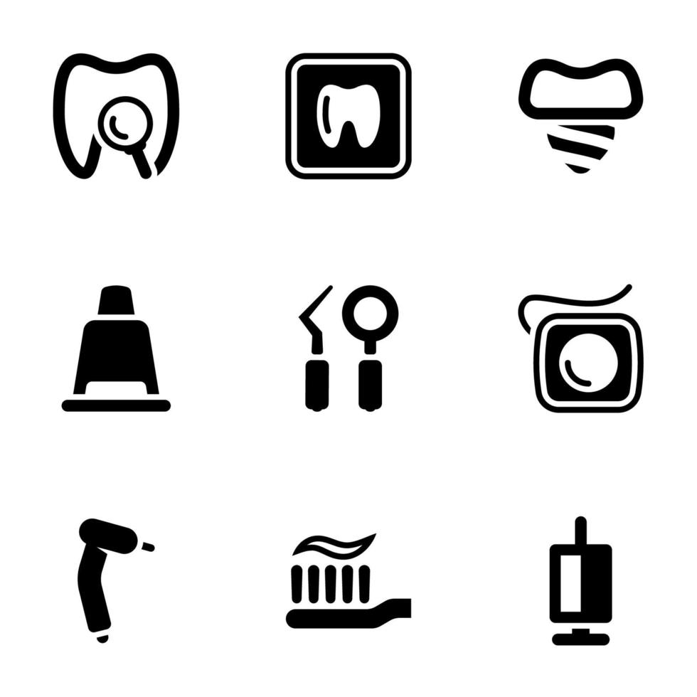 conjunto de iconos simples sobre un tema dientes, odontología, vector, conjunto. Fondo blanco vector