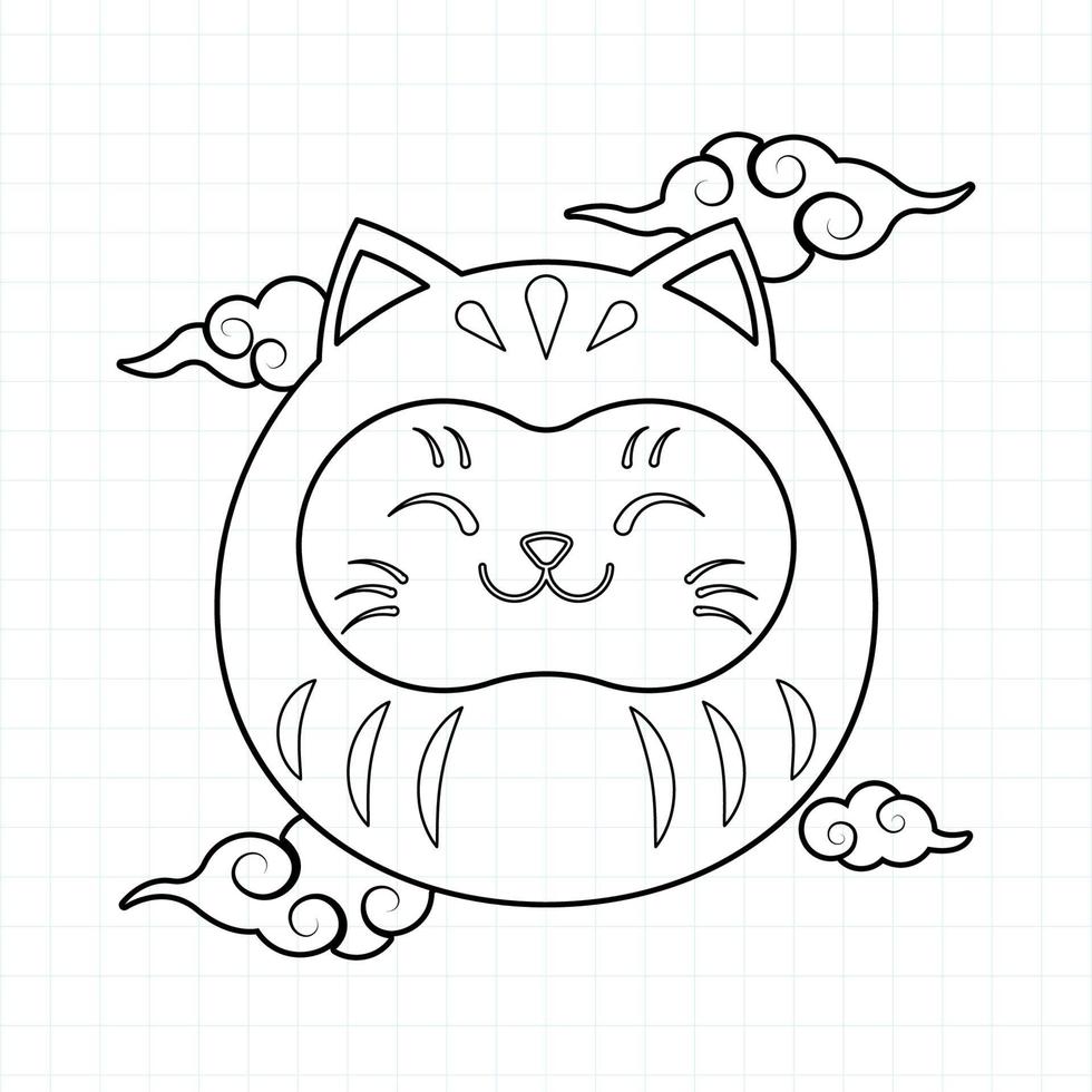 Hand drawn Daruma doll coloring page, Vector illustration eps.10