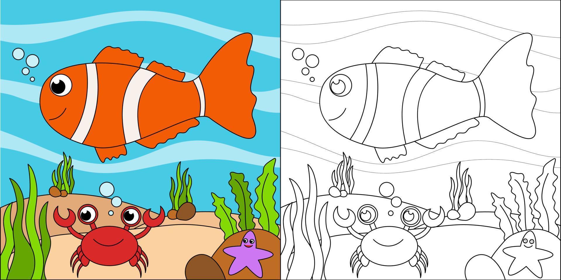 Saltwater fish suitable for children's coloring page vector illustration