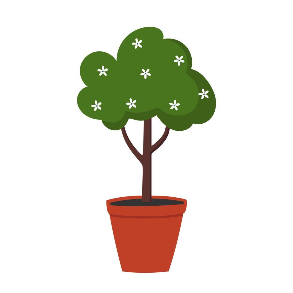 Tree with flowers in the pot vector