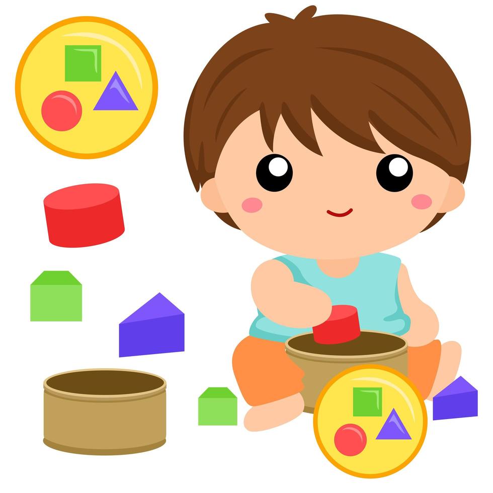 Babies and their Toys Clipart Vector