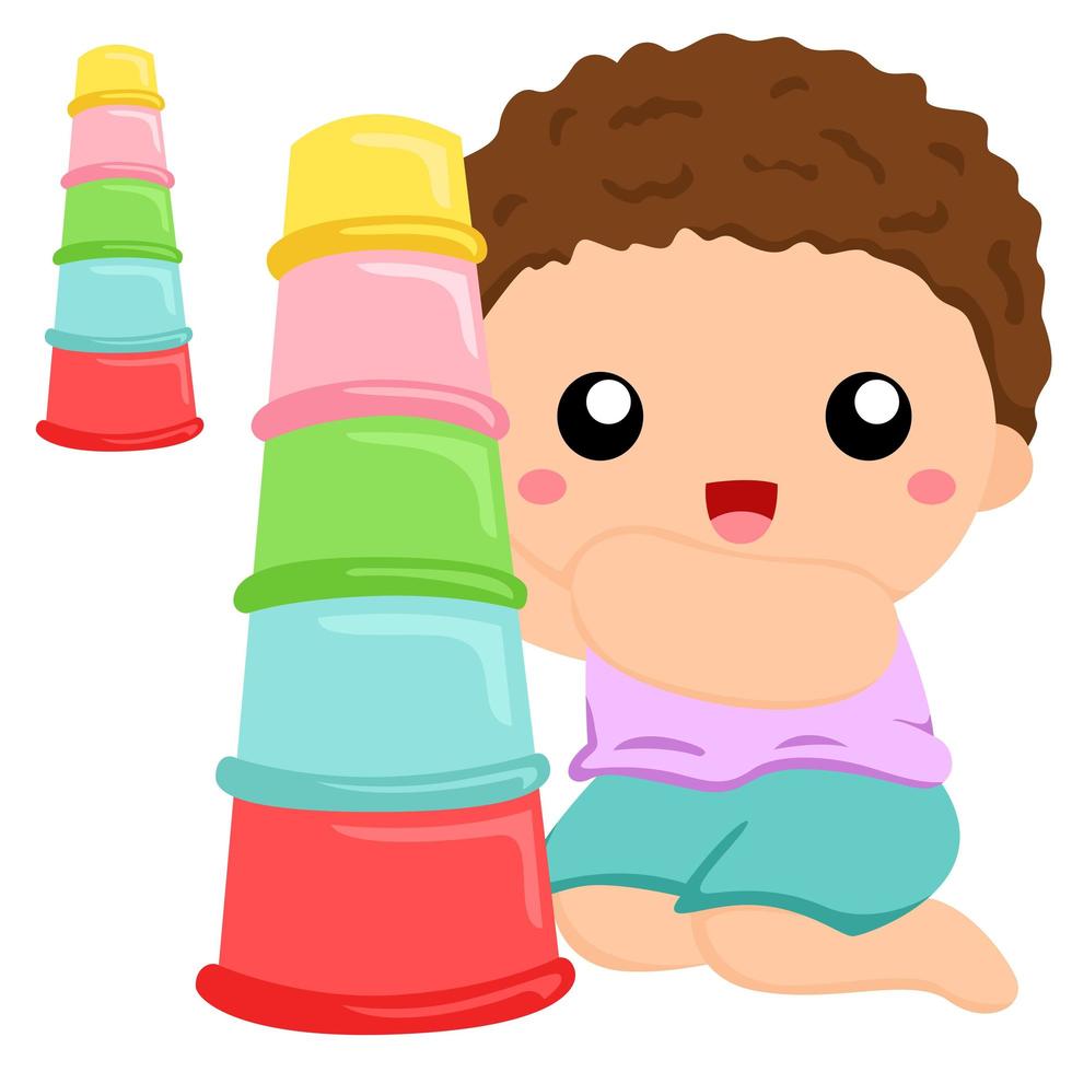 Babies and their Toys Clipart Vector