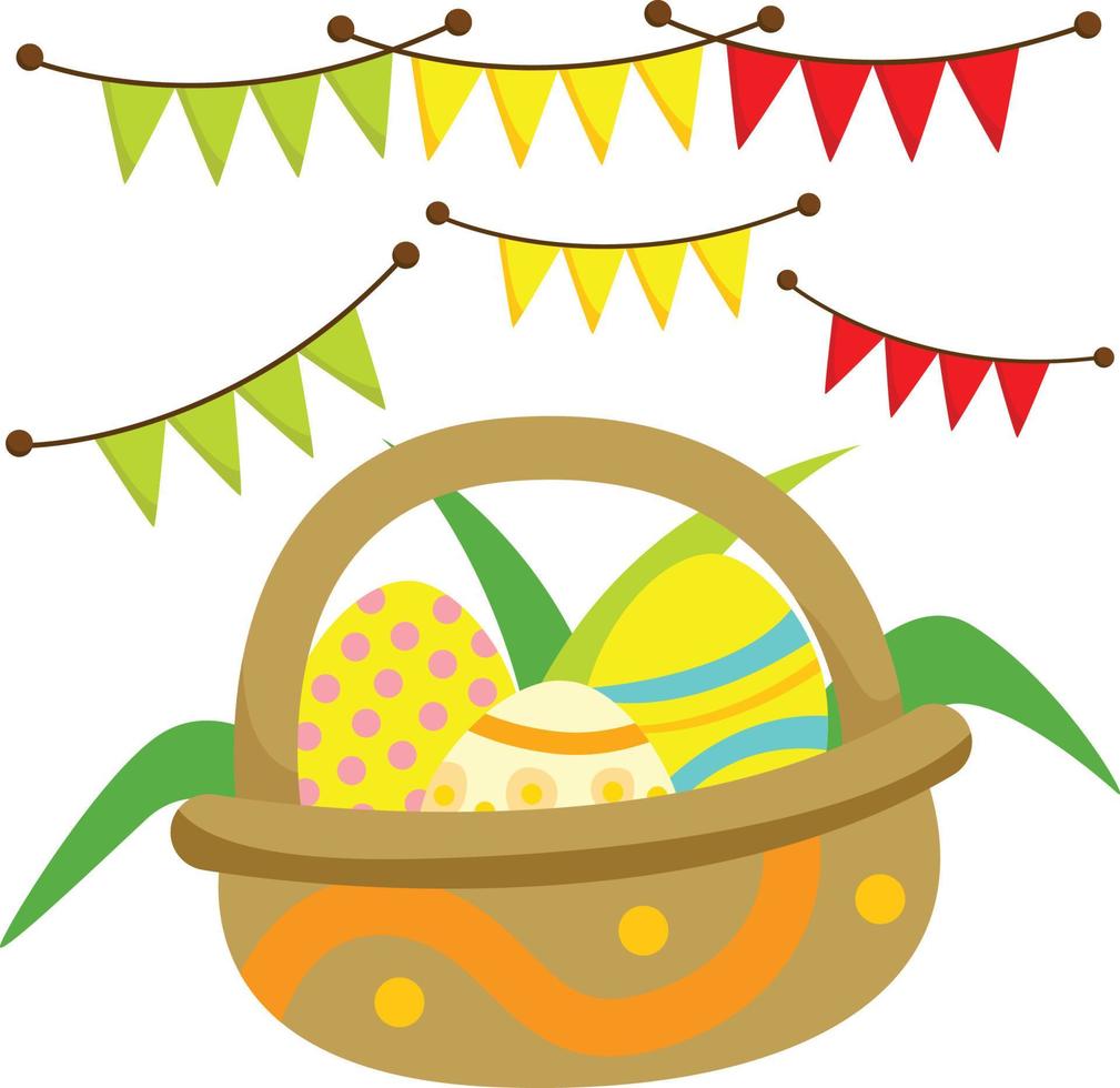 Easter Egg Basket with Flags for Celebrations vector
