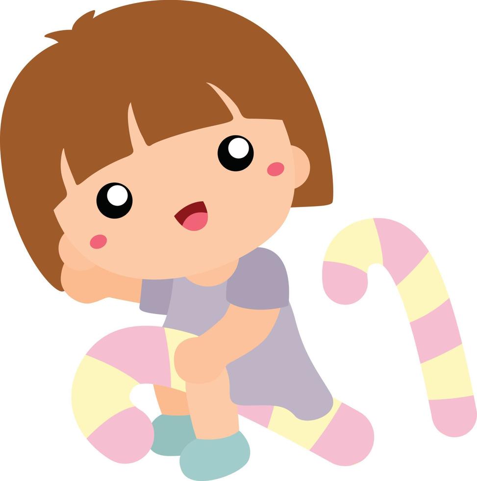 Sweets in Candyland Vector with cute Kids Set