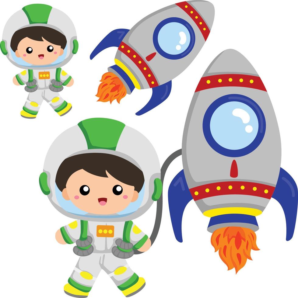 Kids in Outer Space Vector Clipart