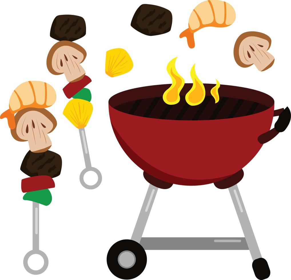 Summer Activity Fun Barbecue Party Vector Clipart