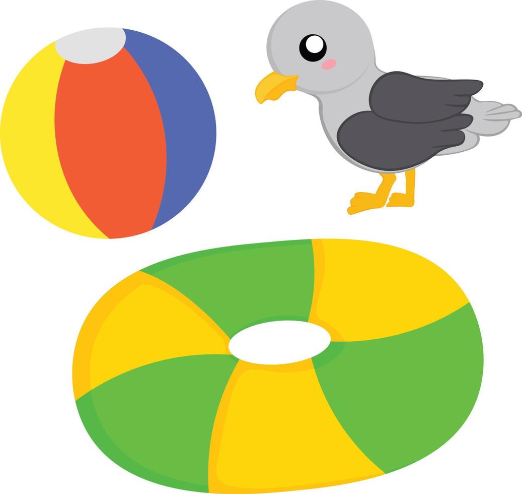 Items on the Beach Vector Clipart