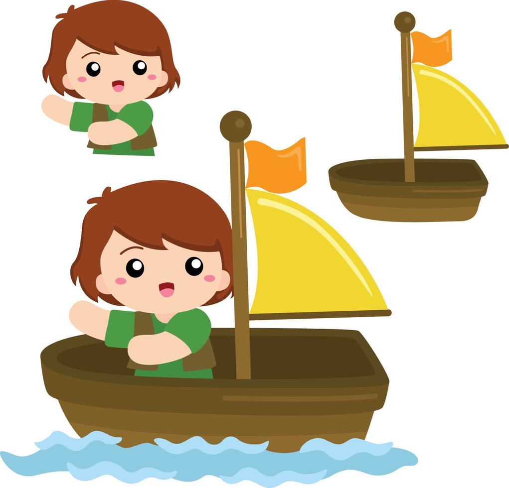 Sailing in the Sea Vector Illustrations